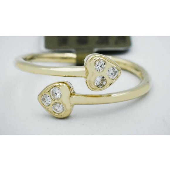Created White Sapphires Toe Ring Solid 14k Yellow Gold